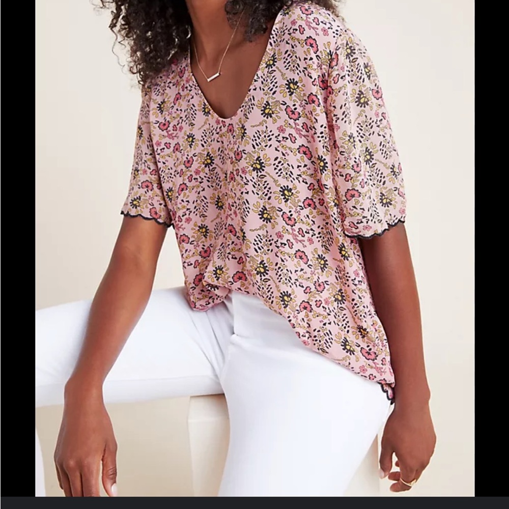 Velvet by Graham & Spencer Pink Relaxed Boxy Blouse Size L